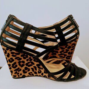 CALVIN KLEIN Leather and Pony Hair Cage Sandals